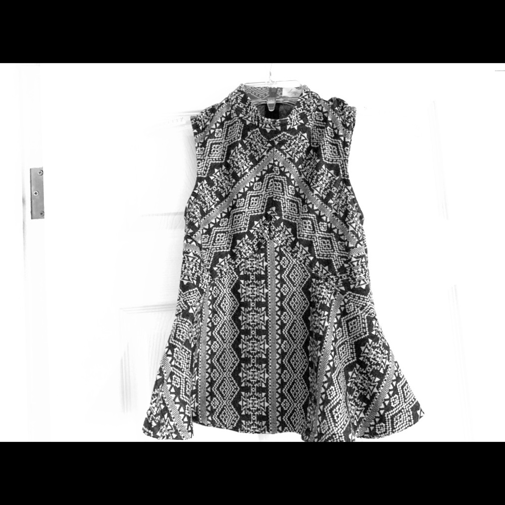 High-neck Patterned Peplum Top